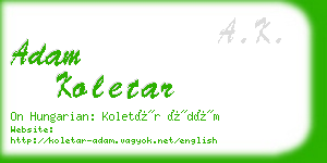 adam koletar business card